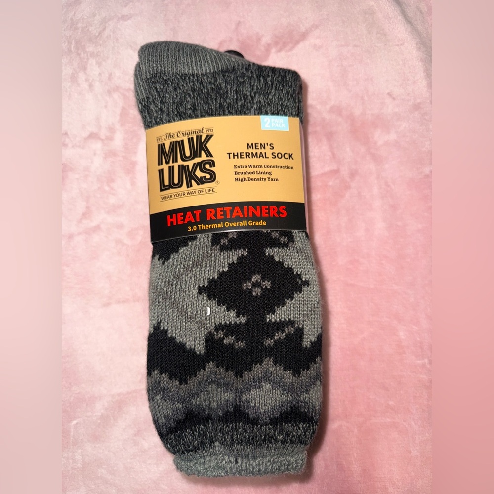 NWT Muk Luks Men's Thermal Socks - Gray one men’s size 10-13